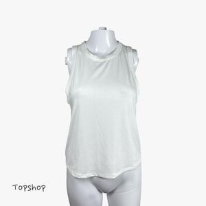 Topshop Women's Soft Lounge Loose Tank Top in White Size 4-6 Casual